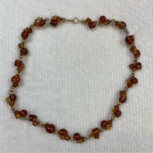 Amber Glass Bead Necklace